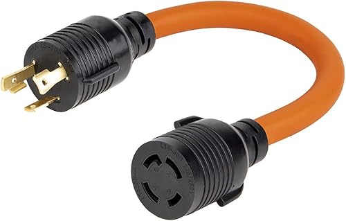 Cable adaptador Nema L5-30P a L14-30R de 1.5 pies, generador macho L5-30 de 30 amperios a interruptor de transferencia L14-30 Adaptador hembra de 4