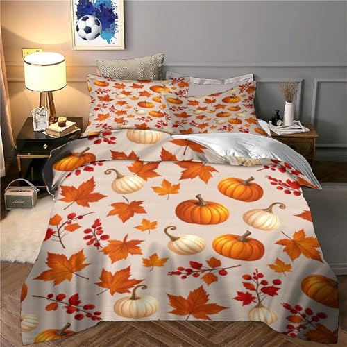 Housse de couette feuilles d'automne microfibre 200x200cm pour un lit double chaleureux