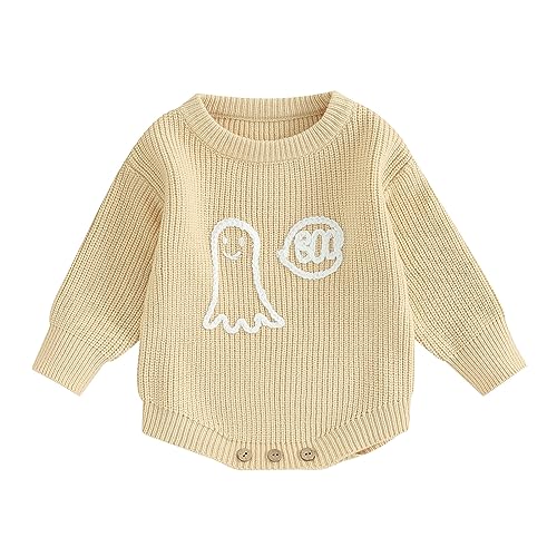 Image of Kuriozud Baby Boy Girl Fall Winter Clothes Knit Sweater Romper Sweatshirt Soft Warm Outfit