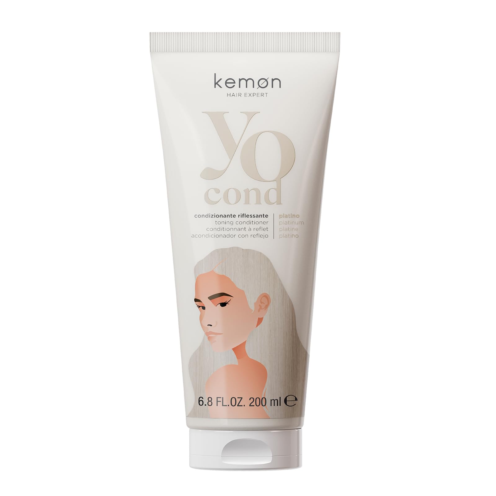 Kemon Yo Cond Platino - Maschera Riflessante Professionale con Formula YoVeg e Velian Complex, Nutre e Illumina i Capelli in 3 Minuti, 88% Ingredienti Naturali, 200 ml