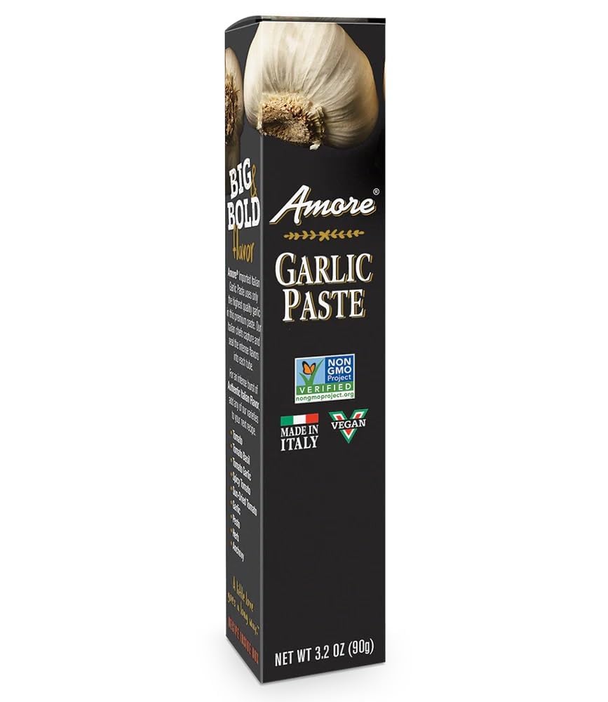 Amore All Natural Italian Garlic Paste - Mellow Mixture of Fresh Garlic, Sunflower & Olive Oils, & Salt - 3.2 oz (Pack of 2)
