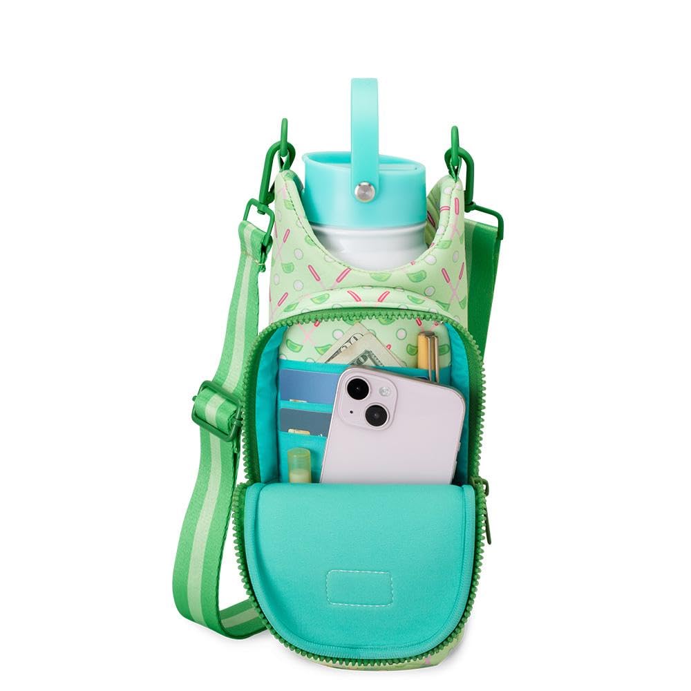 Swig Life Wasserflaschen-Tragetasche, Wasserflaschenhalter mit verstellbarem Riemen, Tragetasche mit Handyfach mit Reißverschluss, hält 1020 ml (Abschlagzeit)