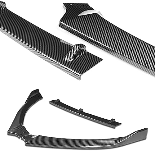 Stay-Tuned, 5PCS ABS Sport-Style Front Bumper Lip Spoiler Body Kit + Universal 31" x 4" Side Skirts, Compatible with 2010-2013 Volkswagen Golf 6, Exterior Accessory (Carbon Painted)