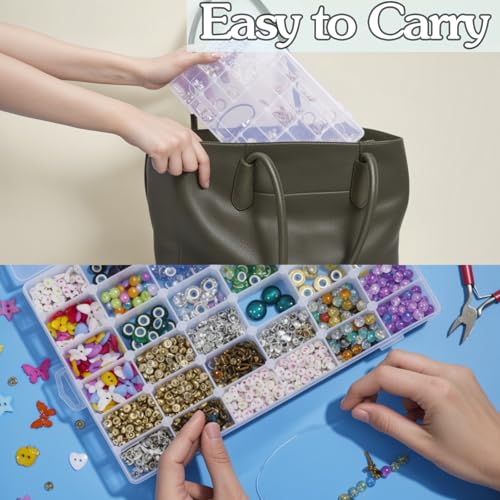Image of 3 Pack 36 Grids Clear Plastic Organizer Box with Removable Dividers, Bead Storage Organizer Boxes, Craft Storage Containers for Organizing Jewelry, Beads, Fishing Tackles and Small Parts