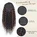 AISI BEAUTY Curly Drawstring Ponytail Hair Extension for Women 20 Inch Natural Looking Synthetic Clip in Ponytail Extension for Daily Party Use(Black with Brown Highlights)