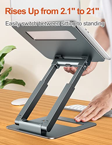 tounee Laptop Stand for Desk Adjustable Height Telescopic Computer Stand with Pull Out Design Ergonomic Laptop Riser Fits All Laptops 10-17"-Gray - Image 3