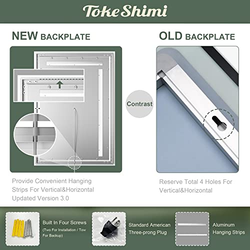 Tokeshimi 36 X 28 Inch Led Bathroom Mirror Backlit Vanity Mirror With Lights Wall Mounted Anti-Fog Lighted Bathroom Mirror Dimmable Makeup Mirror With Front Lights & Backlight(Horizontal&Vertical) #TOP3