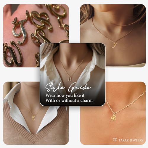 10K Gold Letter Pendants - Initial Charms - A - Z Personalized Gold Initial Pendants for Men or Women - Big Alphabet Charms - Cursive Initial Jewelry Gifts for Birthday or Anniversary, Made In USA3