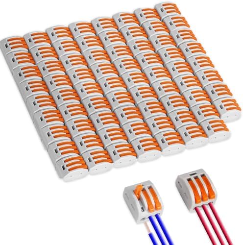 Riisoyu Pack of 70 Cable Connectors, Connection Terminals, 3-Pin Electric Conductor Clamp with Actuation Lever, Connection Blocks of Connecting Conductors, Can Be Combined, Electrical Terminals, Cable