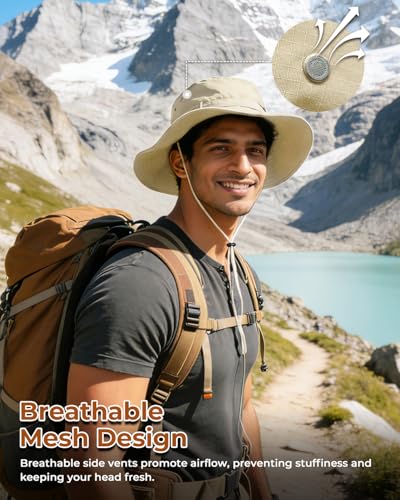Image of Electomania Head Caps for Men and Women,Breathable Mesh Sun Protection hat,Hand-Embroidered Round Cap,Hat for Outdoor Work, Camping, Fishing (in, Alpha, Free Size, Khaki)