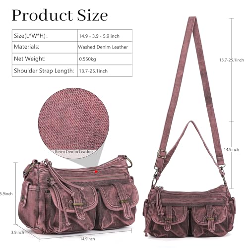 Image of Angel Kiss Hobo Purses for Women Crossbody Shoulder Bag Ladies Multi Pocket Handbags with Adjustable Shoulder Strap | Soft Vegan Leather