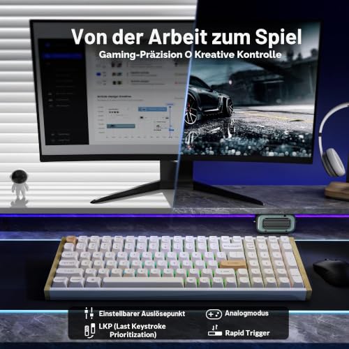 Keychron K4 HE 96% ANSI Wireless Tastatur Magnet-Schalter Holzdesign Weiß – Ansicht 6
