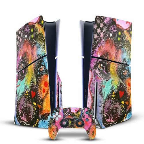 Skin Autocollant PS5 Slim Disc Vinyle Berger Allemand Art Chien Sticker Manette DualSense