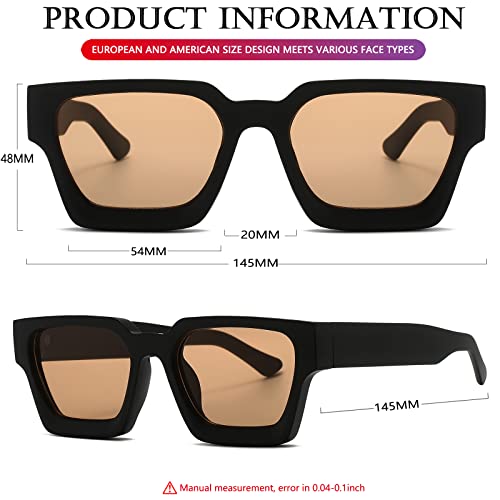 Image of AIEYEZO Square Sunglasses for Women Men Square Thick Frame Sun Glasses Simple Designer Style Shades