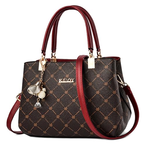 Borsa a Mano a Tracolla Squisito Ciondolo Borsetta Foglia di Acero Borse a Spalla Manico B donna elegante pelle sintetica rosso