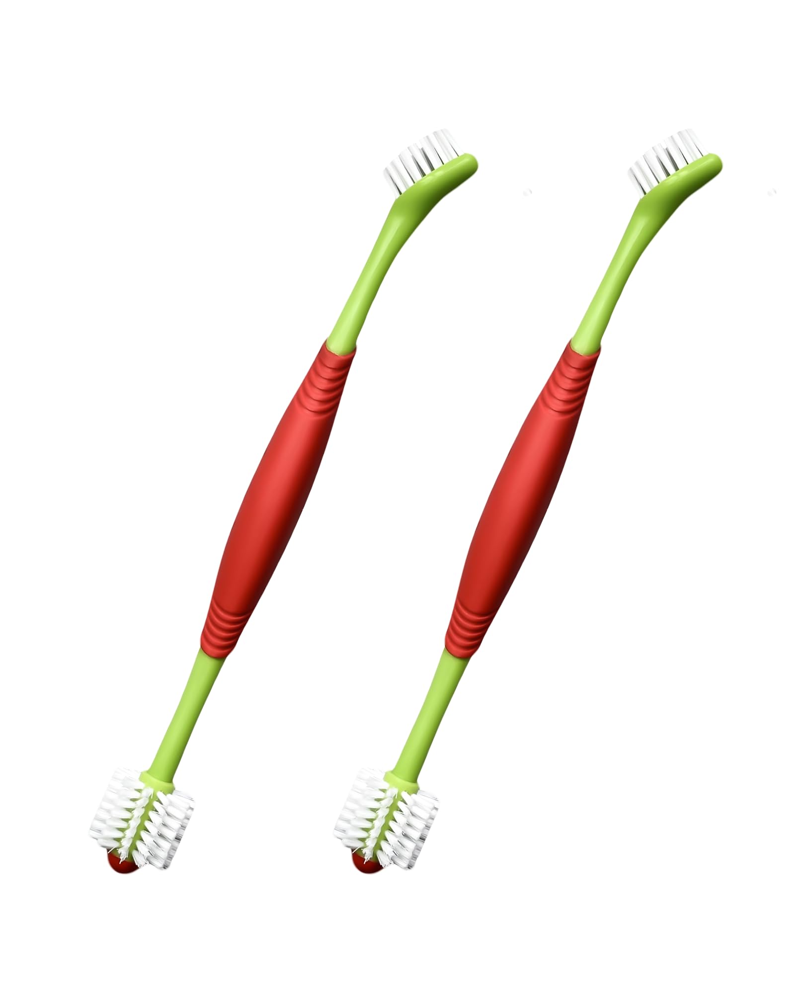 ETIALURE 2PCS Double Headed Dog Toothbrush, Dual Ended 360 Degree Cat Teeth Cleaning Products, Dental Cleaning with Dog Toothpaste and Plaque Remover (Green * 2)