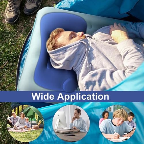 Image of TecoKart Inflatable Pillow for Travel - Soft & Ergonomic Air Pillow with Drawstring Pocket | Lightweight Travel Pillow for Sleeping | Great for Camping, Backpacking & Commuting