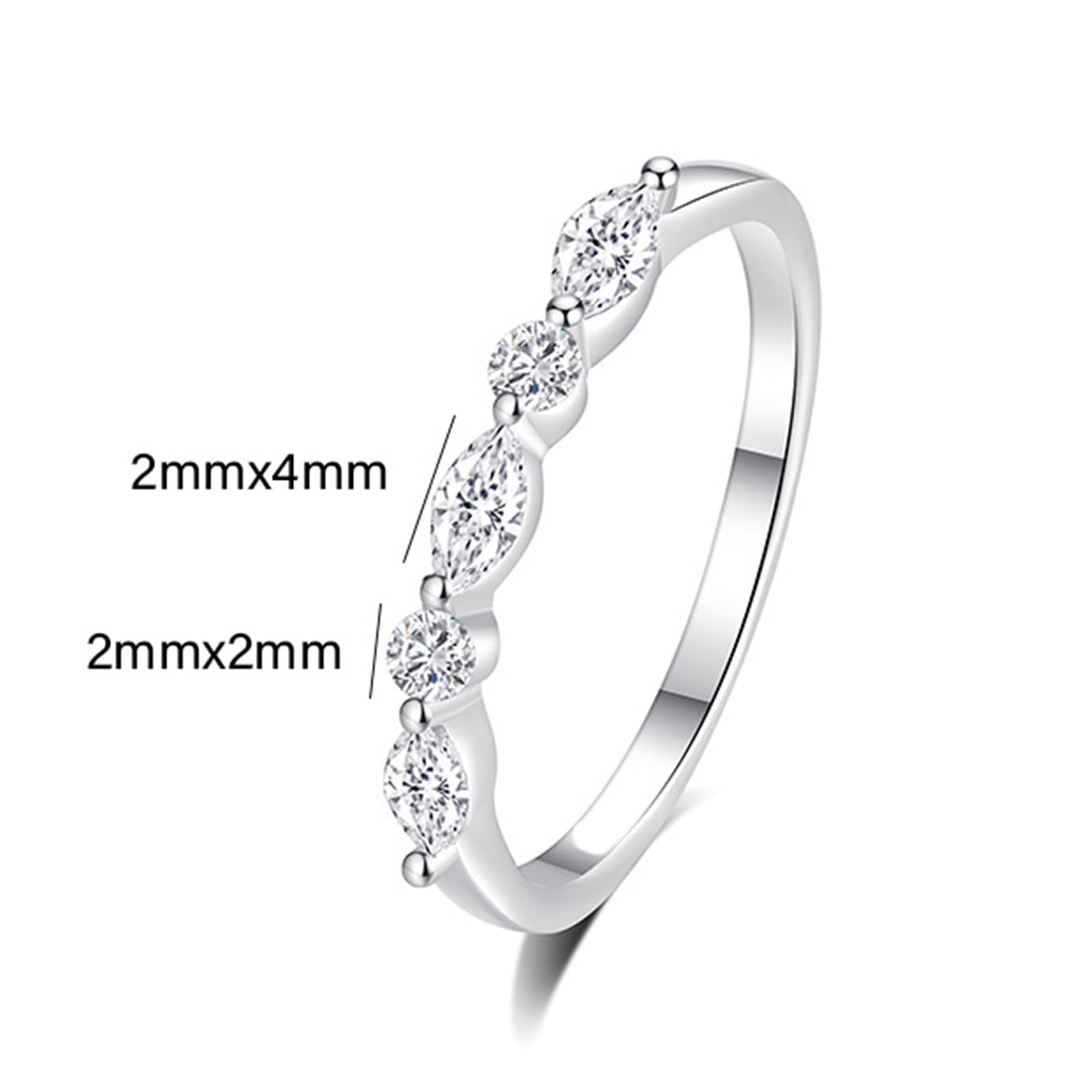 Anillos para mujer, oro auténtico, media eternidad, alianzas de boda, oro blanco, anillo de boda con diamante cultivado en laboratorio