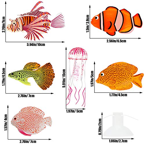 Weewooday 7 Pieces Artificial Glowing Fish 5 Styles Colorful Fake Fish Glowing Effect Aquarium Decor Floating Ornament Simulation Jellyfish For Fish Tank Decoration thumb #3