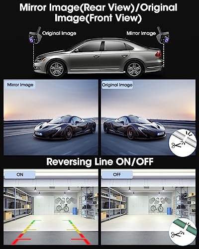 AHD 1080P Reverse Camera 360°+45° Adjustable Reversing Camera 170° Wide Angle Front Rear View Camera IP69 Waterproof Parking Camera for Car/Truck/SUV/Van with Parking Assist Universal 12V-24V - Image 6