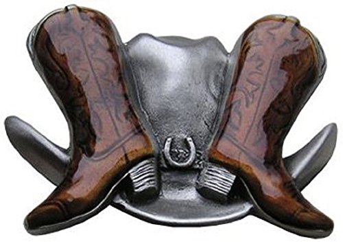 Cowboy Boots and Hat BELT BUCKLE Western Rancher Texan Texas