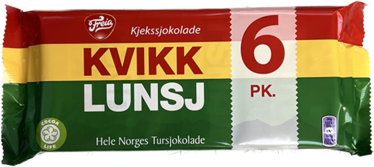 Norway Crispy Chocolate Wafers Freia Kvikklunsj 6 pk (6x47g)