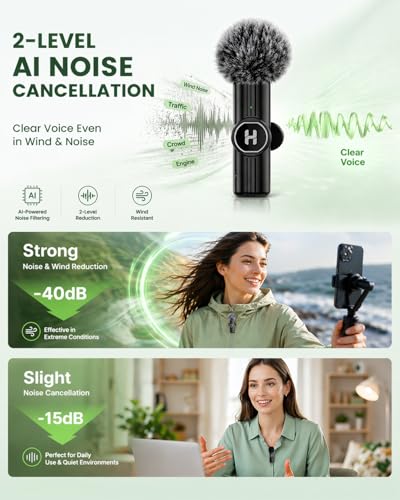 Image of Wireless Lavalier Microphone, Mini Clip-On Mic with Noise Reduction