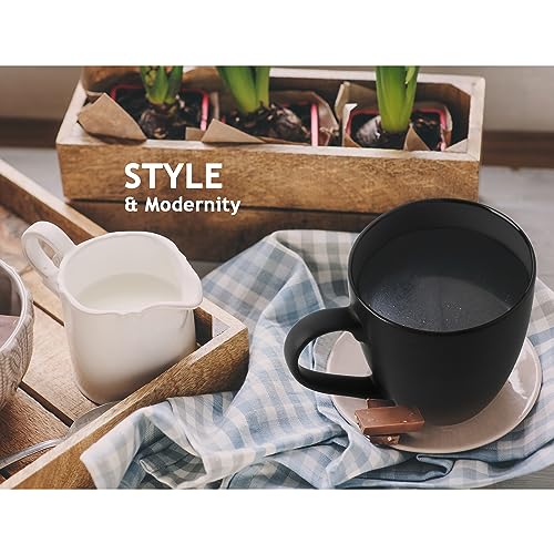 MIAMIO - 6 x 350 ml Stoneware Coffee Mug/Cup Set - Le Papillon Collection (Black), Coffee Mugs (6x) - Image 4