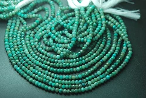 Chrysocolla faceted rondelles 3.5-4mm perles naturelles pour création bijoux