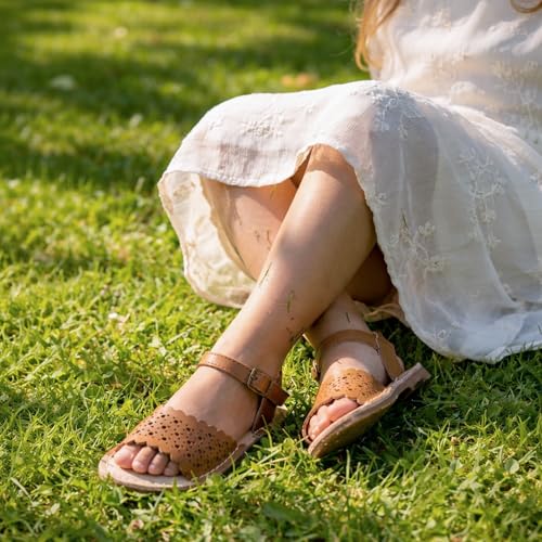 Image of THEE BRON Toddler Girls Vintage Open Toe Sandals Cushioned Comfy Summer Dress Shoes