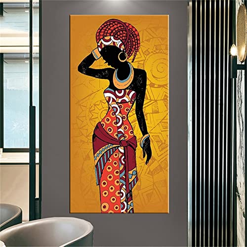 Broderie Diamant 5D Art Africain Femme Toile Grand Format 90x270cm pour Salon