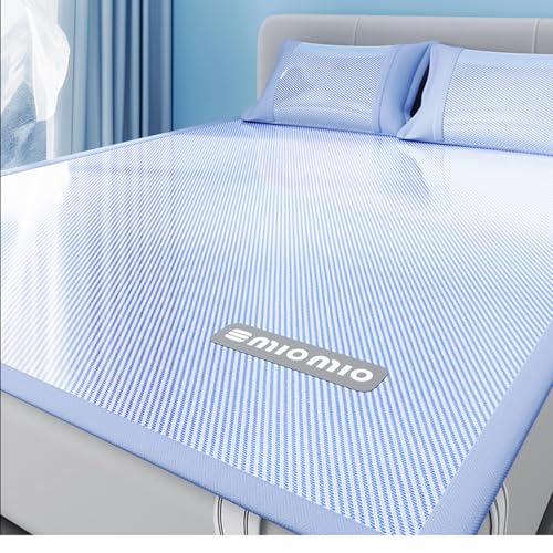 TBATM Eisseiden-Kühlmatte Mit Kissenbezug Für Erwachsene, Kissen Bequeme Kühlmatte Für Den Menschen, Kühlende Bettdecke Für Den Sommer Mit 1 Kissenbezug,Blue 1,90x200cm