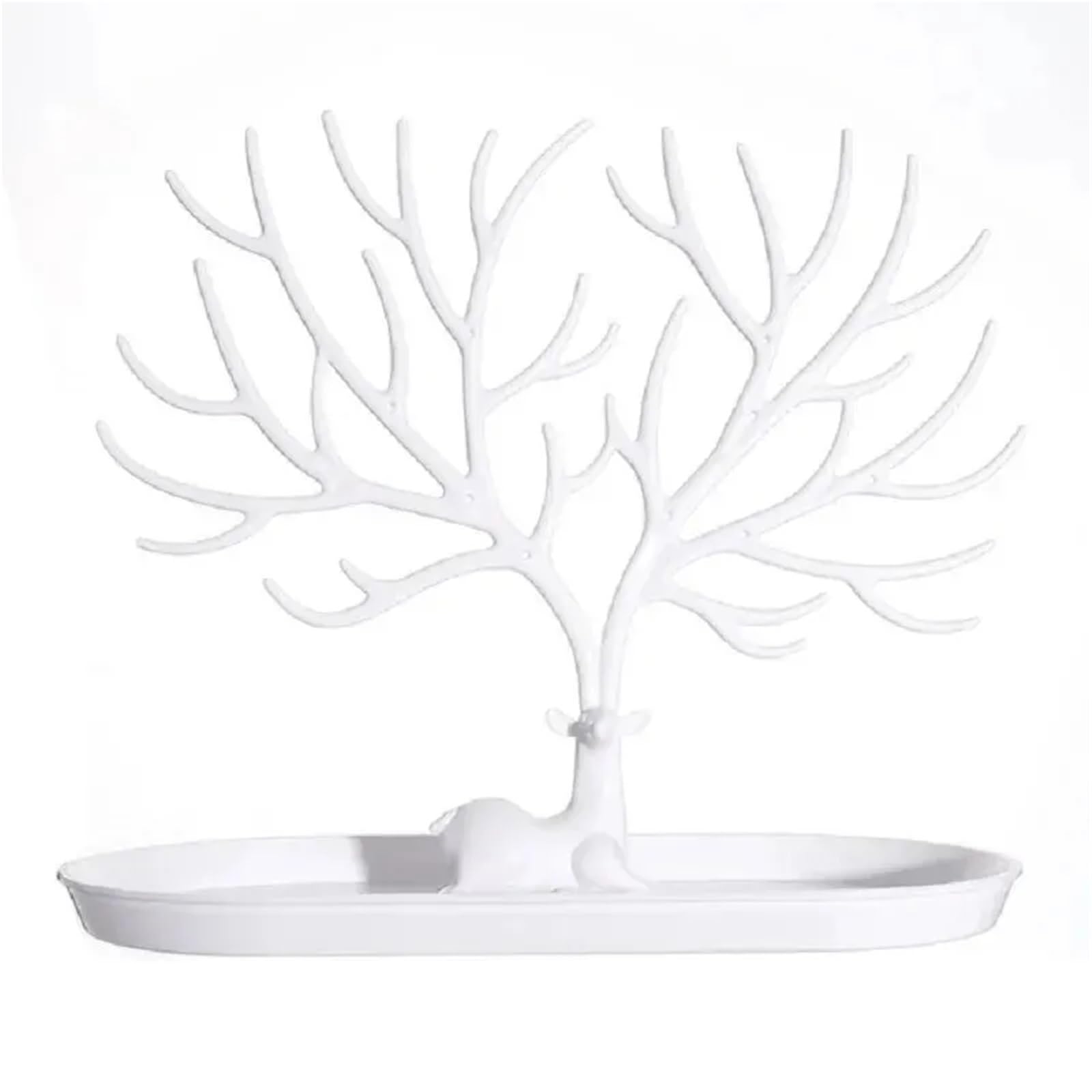 Zymjzbetic Jewellery Tree Creative Fawn Pendant Jewelry Bracelet Necklace Earrings Studs Desktop Storage Rack(White)