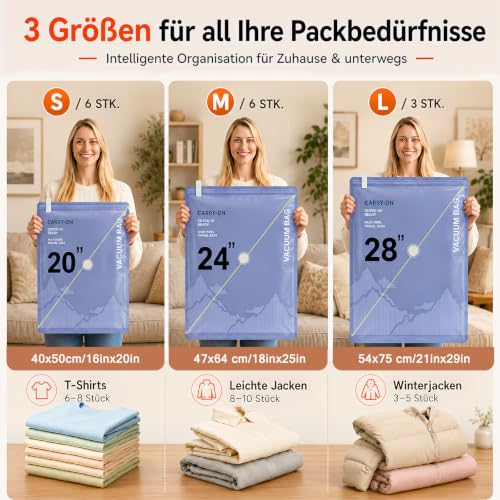 Vakuumbeutel für kleidung mit kabelloser Pumpe–17er (3XL, 6L, 6M, 2S) – Ansicht 2