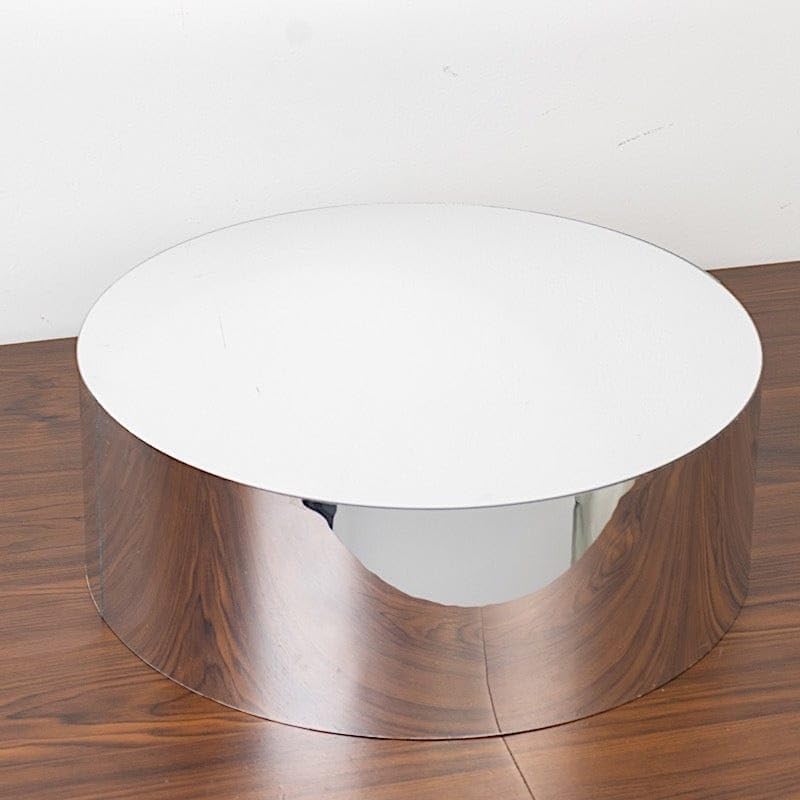 14-Inch Silver Round Acrylic Cake Stand Display Box Pedestal Riser | 14" Cupcakes and Desserts Stand for Birthdays Wedding Parties Home Decorations Supplies