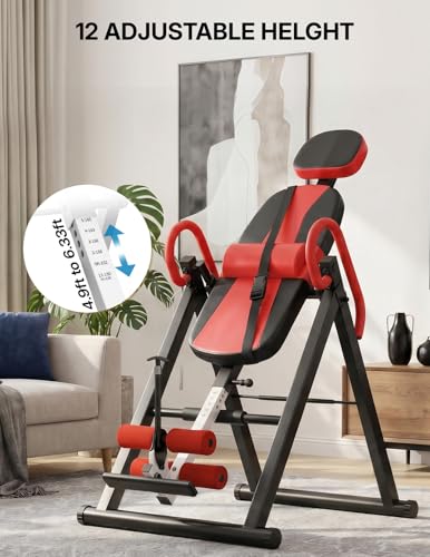 Image of YOLEO Gravity Inversion Table for Back Pain Relief 2026 New Inversion Table w /Lumbar Support Easy to Assemble Back Stretcher Machine 300 lbs