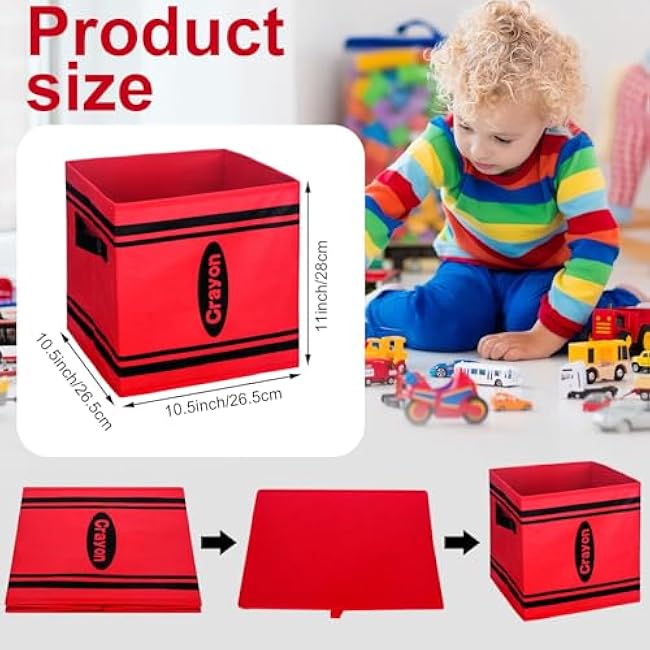 6 Pcs 11 Inch Colorful Fabric Storage Bins Crayon Cubby Basket Bins with Handles Rainbow Classroom Book Storage Back to School Supplies Decorations for Office Home Organizer