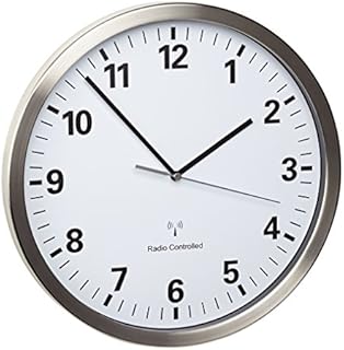 TFA Dostmann Analoge Wanduhr Funk, mit Edelstahl Rahmen, groß, 30cm Durchmesser, weiß, 60.3523