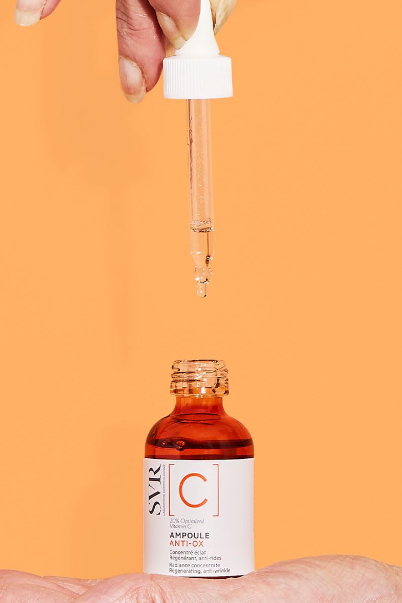 SVR – Ampolla [C] Anti-Ox – Sérum de Radiancia Antioxidante – Ilumina, suaviza y uniforma el rostro – Para piel apagada y cansada – Vitamina C optimizada 20%, Ácido Hialurónico – 30 ml