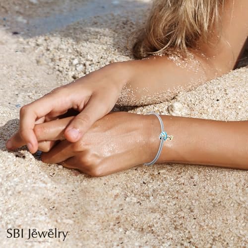 Abalorio de pez azul y oro para pulsera Pandora colgante de plata tropical 5