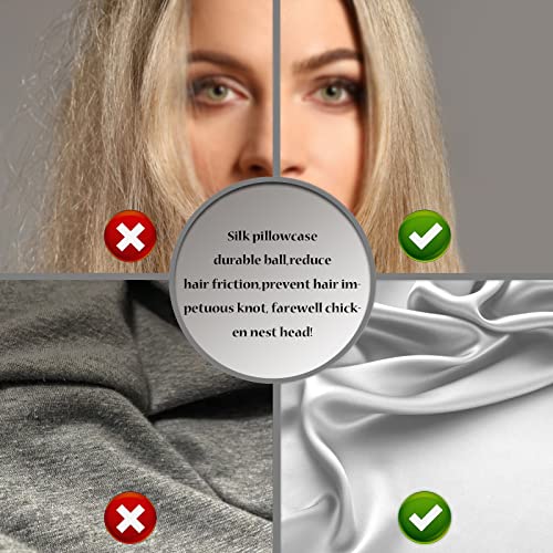 Silk Pillowcase for Hair and Skin,Soft,Breathable and Sliky 100% Queen Silk Pillow Case Set of 2,Both Sides Natural Mulberry Silk Pillowcases with Hidden Zipper(Queen Size 20"X 30",2pcs)