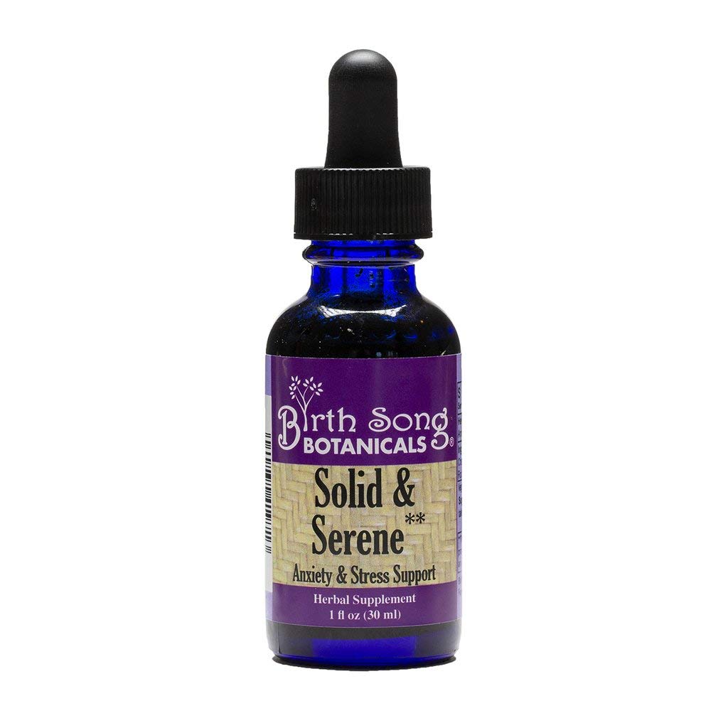 Birth Song Botanicals Solid and Serene Stress Support Tincture with Valerian Root and Chamomile, 1oz Bottle