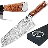 DAMASTSTAHL AUS DER JAPANISCHEN STAHLSCHMIEDE: Der VG-10 Damaststahl für unsere Profi-Messer kommt von Takefu, dem Experten aus Japan. Präzise gefertigt aus 67 Lagen, verarbeitet in einem perfektionierten Härteprozess, sind unsere Schneidemesser besonders resistent & stabil. Die besonders tief geätzte Damaststruktur sorgt für einen natürlichen Antihafteffekt.