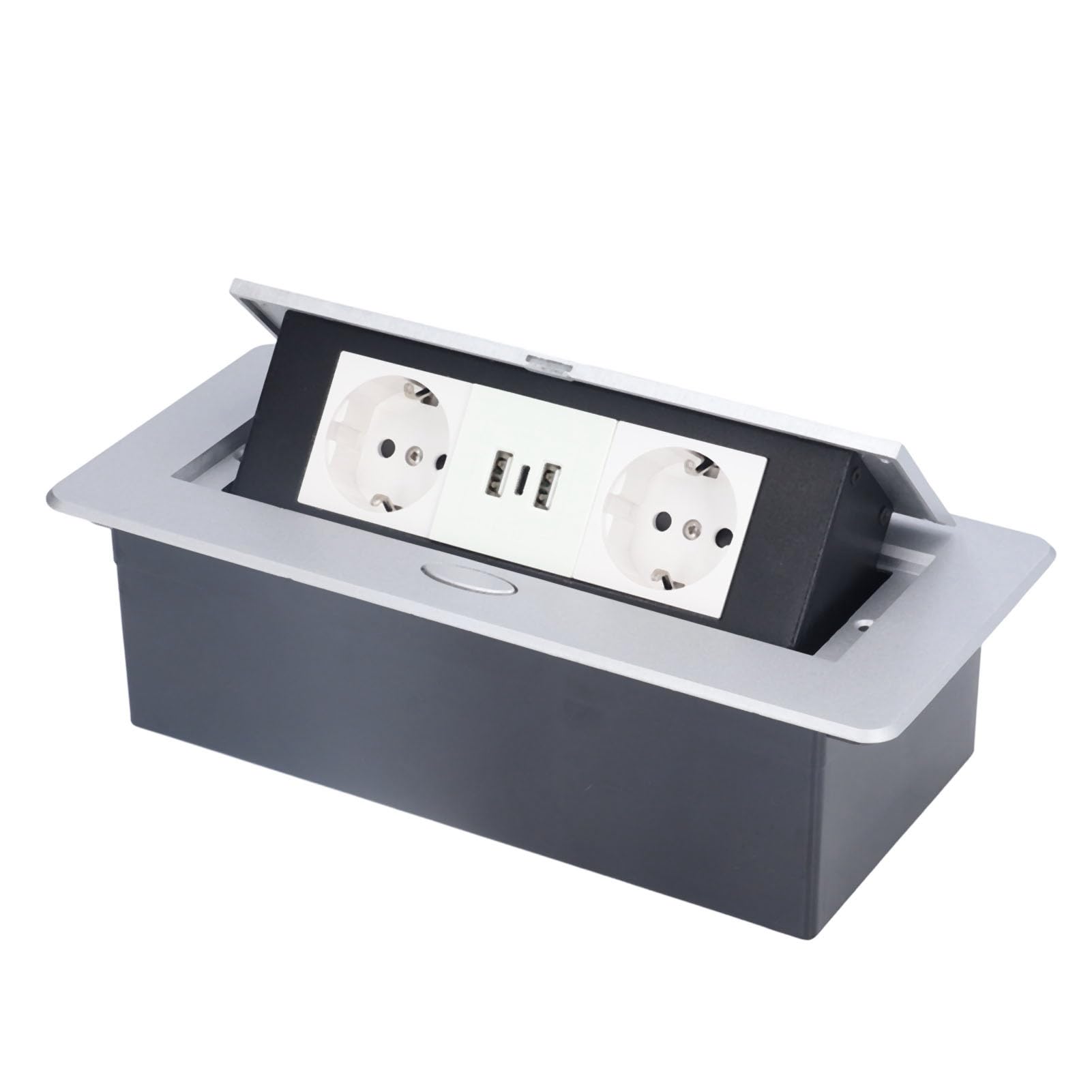 Prise Murale Double 16a Avec 2 Ports Usb Type C 3.4a Charge Rapide Pour Maison Bureau Encastrable