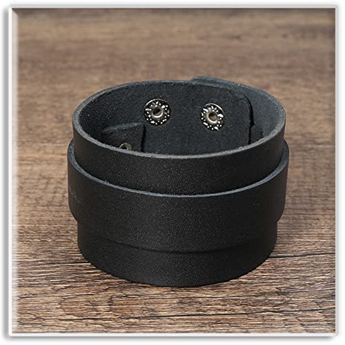 Pulsera de cuero trenzado ancha estilo punk rock miniatura 5