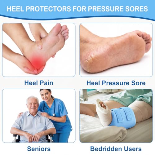 Image of Novabright 2 Pcs 3D Heel Protectors Foot Wedge Pillows Support Boot Bed Sore Pillow for Pressure Sores Bedridden Patients Relief Pressure Ankle Ulcers (Wathet)