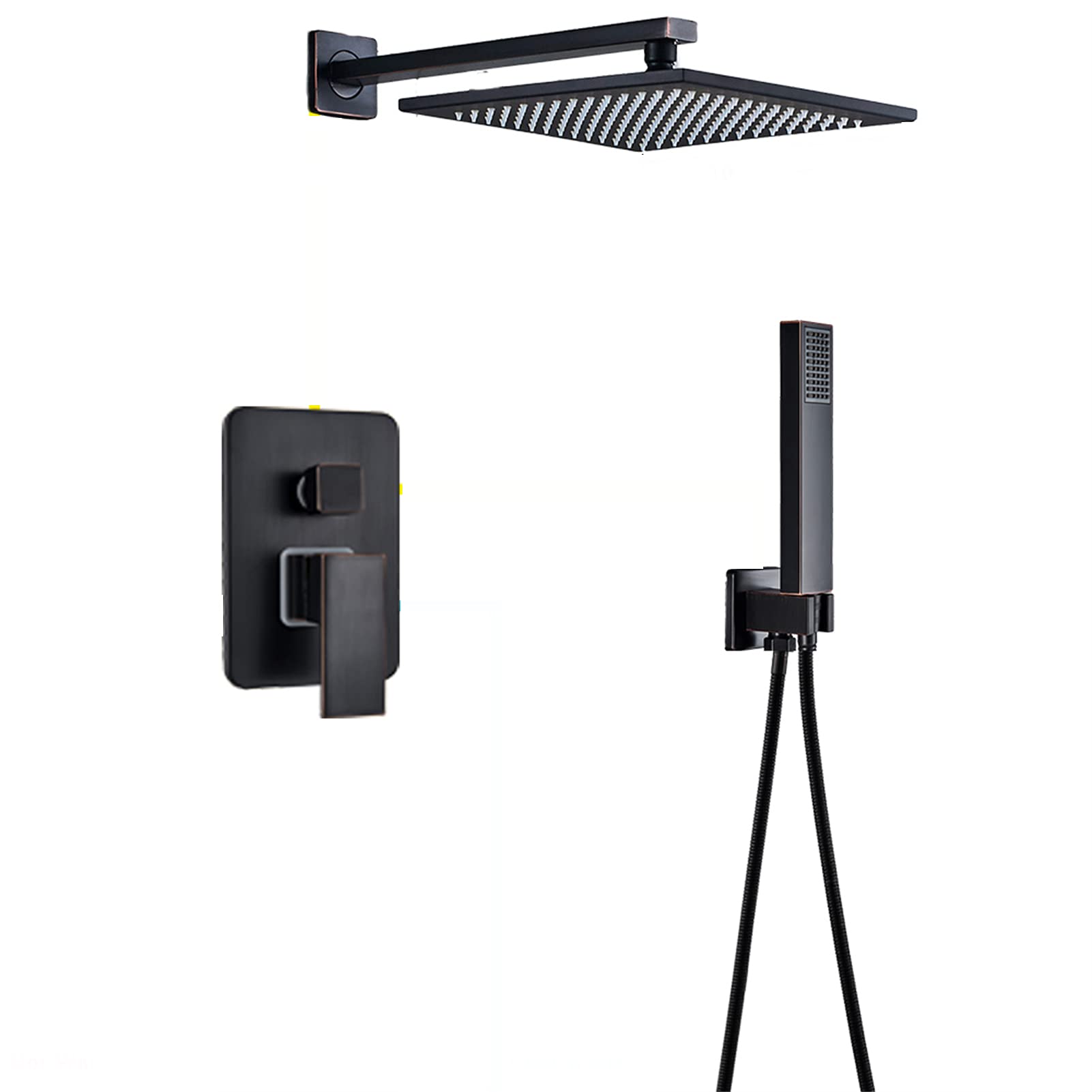 SWENEEN Handheld Showershower System,Bathroom Rain Shower Head With Handheld Combo Set,Wall Mounted High Pressure Rain Shower Head System With Valve And Panel,2 Way 8 Inch,