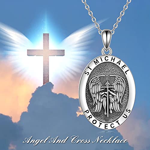Hukkun St Michael Necklace For Men Sterling Silver Archangel Michael Pendant Protection Jewelry Religious Gift For Women #TOP4