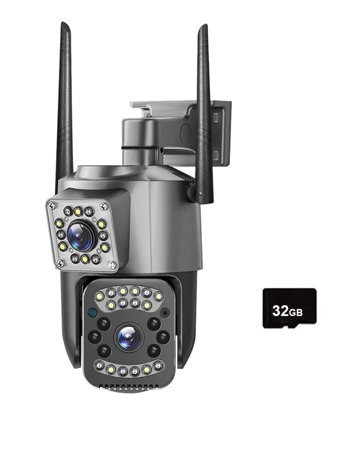 JVDDI 4MP 4K Dual Lens Outdoor Camera PTZ IP Cameras Night Vision Security Protection Wireless CCTV Net Video Surveillence(32g)