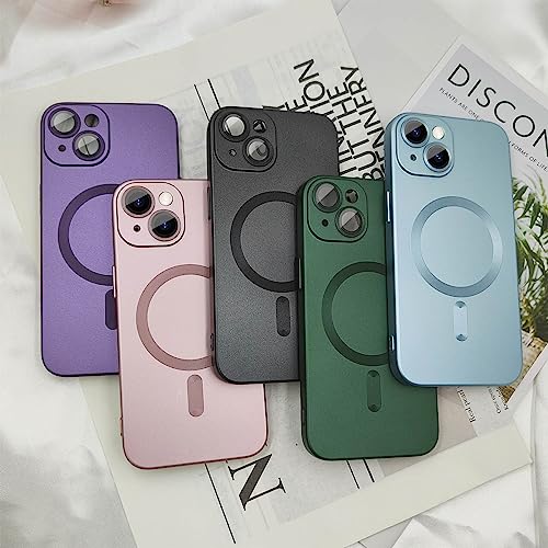 ankofave Magnetic for iPhone 13 Phone Case for Women/Men, Matte Luxury Soft Metallic Luster Design with Camera Lens Protector, Compatible with Magsafe Case for iPhone 13 6.1" - Black by ankofave - Image 6